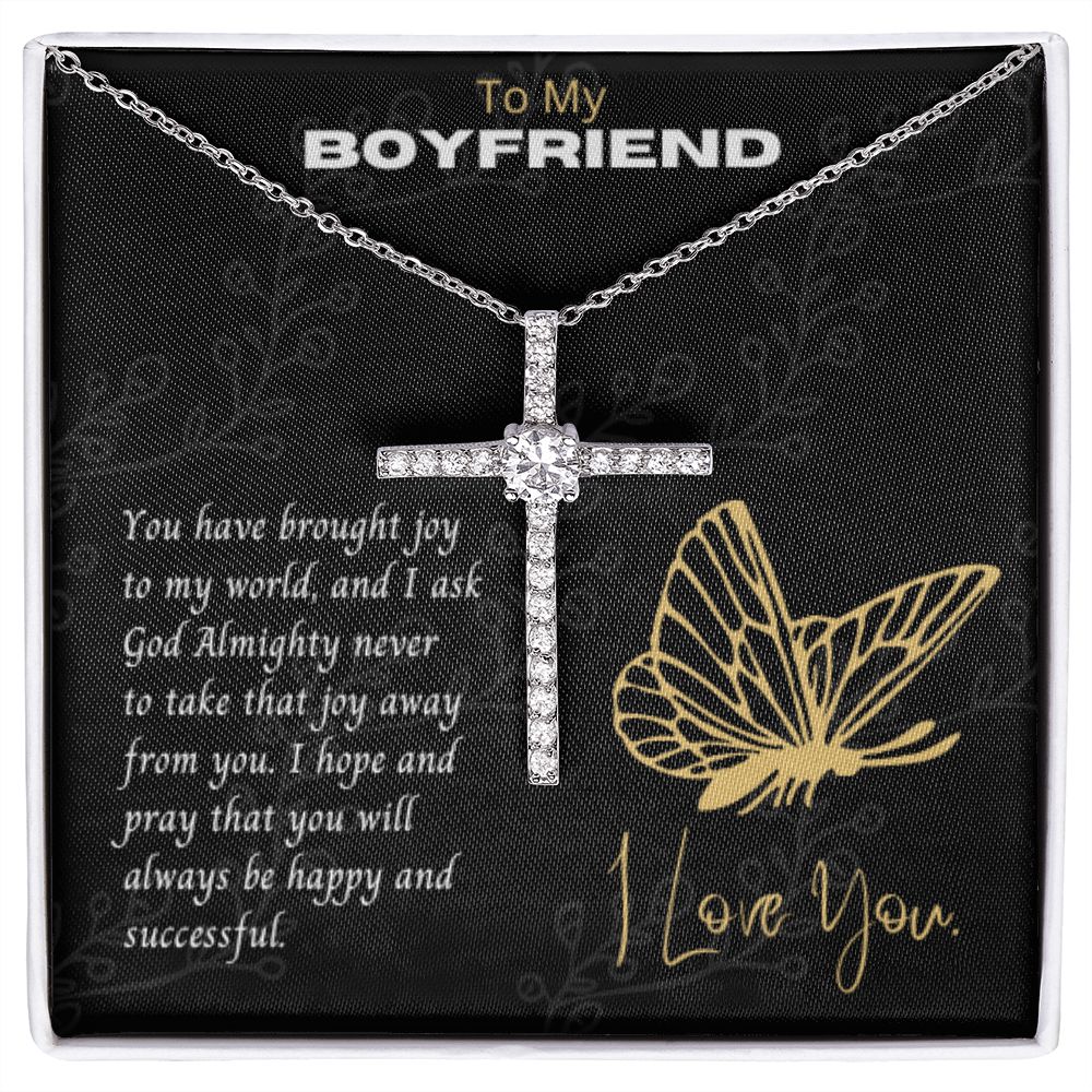 To My Man Cross Necklace, Boyfriend Gift, Boyfriend Birthday Gifts,  Anniversary